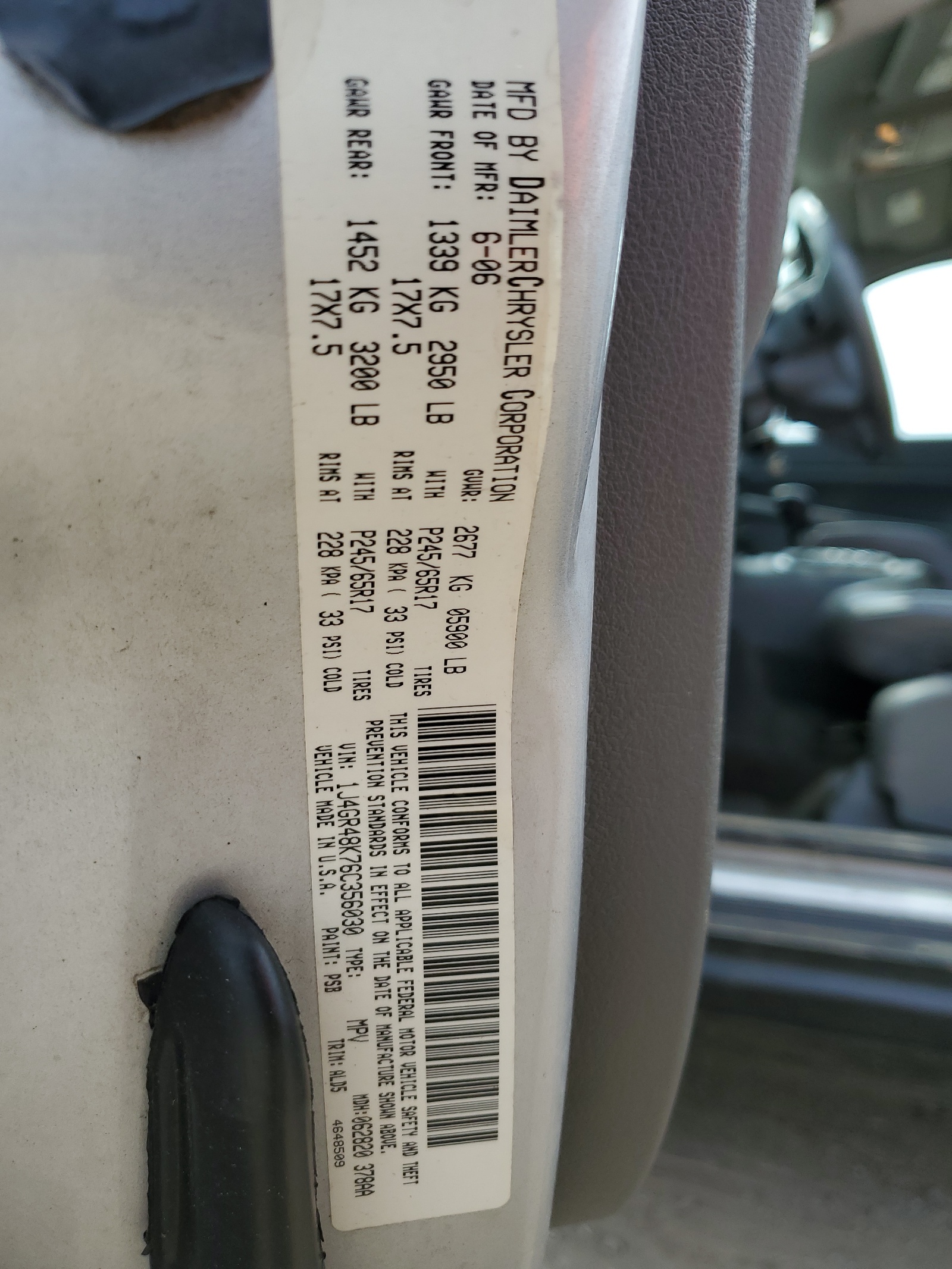 1J4GR48K76C356030 2006 Jeep Grand Cherokee Laredo