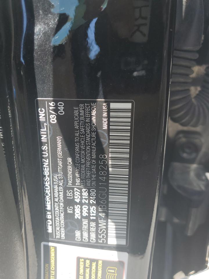 2016 Mercedes-Benz C 300 VIN: 55SWF4JB6GU148258 Lot: 66031314