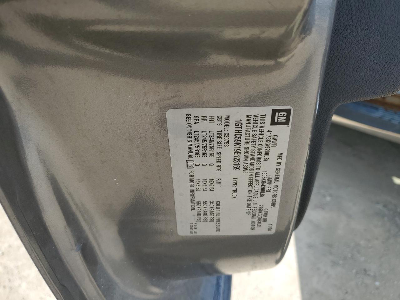 2009 GMC Sierra C2500 Sle VIN: 1GTHC59K19E123169 Lot: 67282644