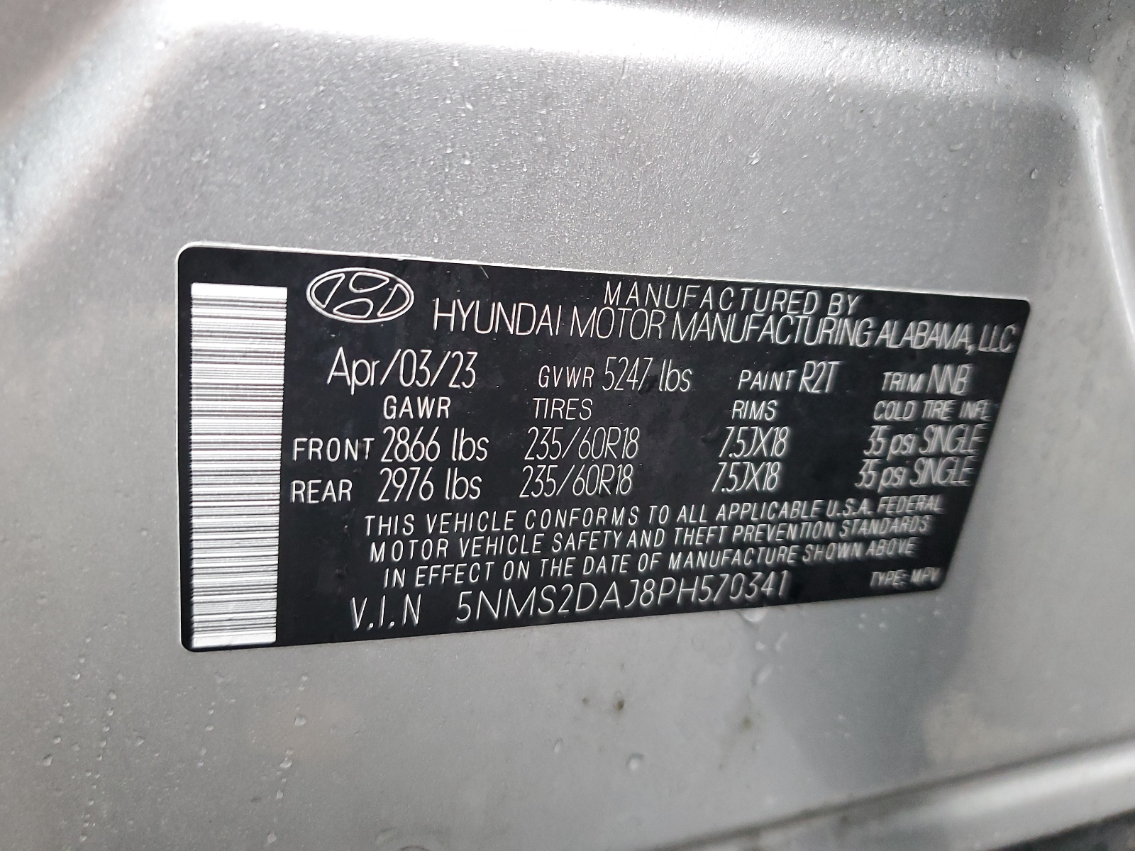 5NMS2DAJ8PH570341 2023 Hyundai Santa Fe Sel