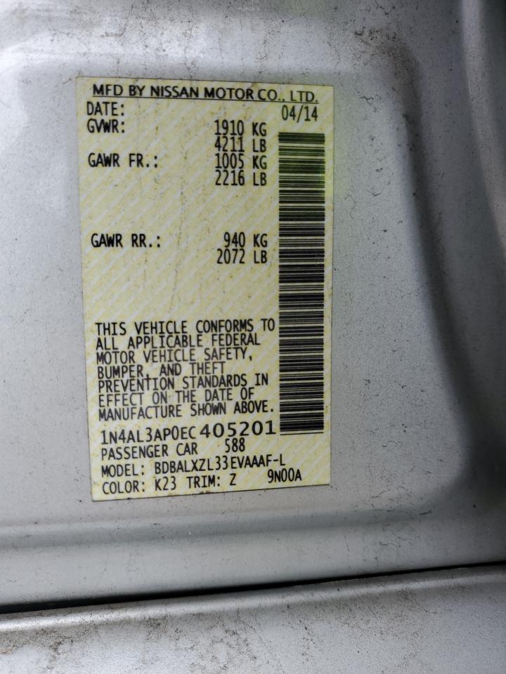 2014 Nissan Altima 2.5 VIN: 1N4AL3AP0EC405201 Lot: 66599684