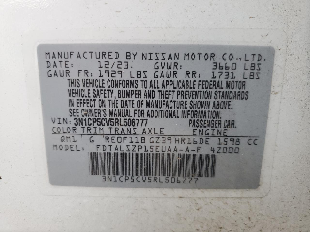 VIN 3N1CP5CV5RL506777 2024 NISSAN KICKS no.12