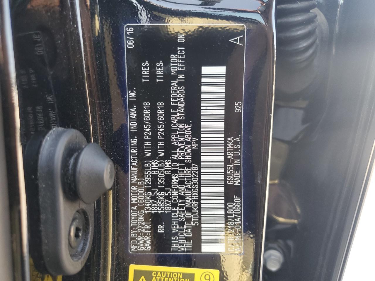 2016 Toyota Highlander Xle VIN: 5TDJKRFHXGS302287 Lot: 65829984