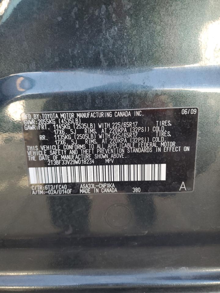 2009 Toyota Rav4 VIN: 2T3BF33V29W018234 Lot: 66212544