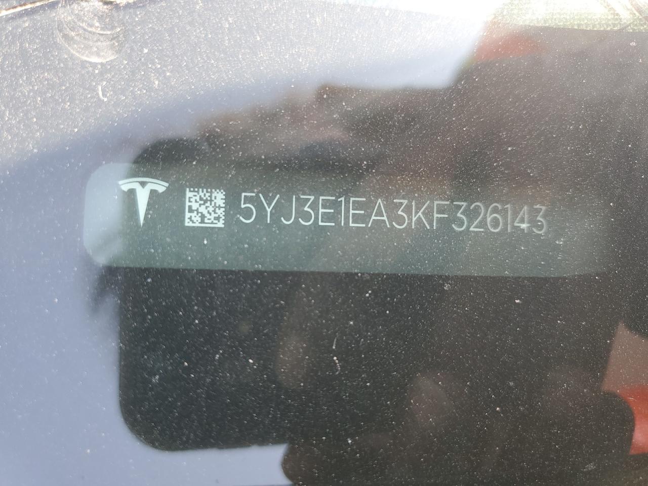 2019 Tesla Model 3 VIN: 5YJ3E1EA3KF326143 Lot: 66241744