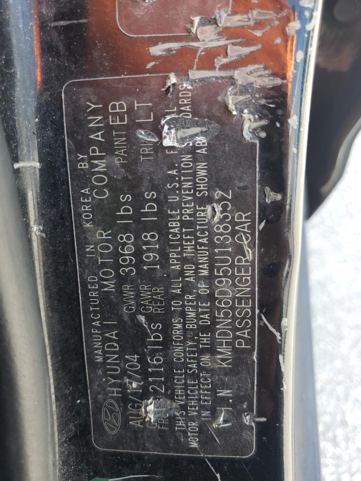 2005 Hyundai Elantra Gls VIN: KMHDN56D95U138352 Lot: 68611354