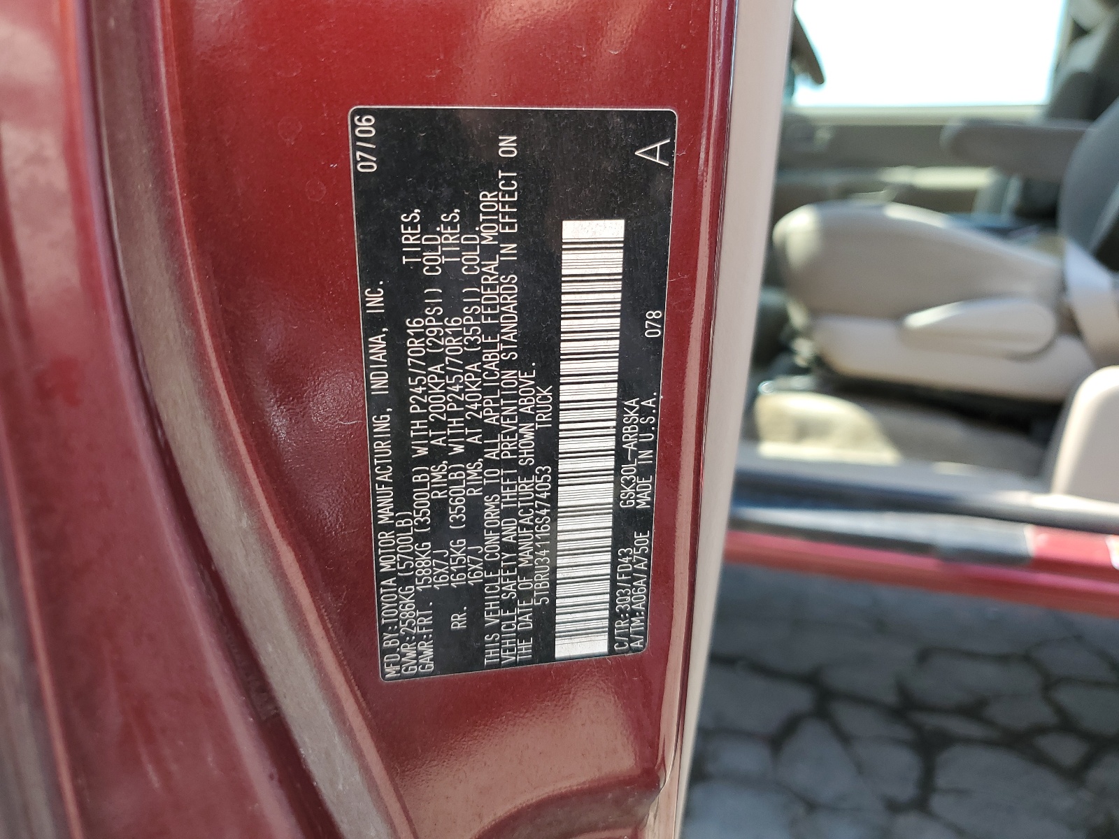 5TBRU34116S474053 2006 Toyota Tundra Access Cab Sr5