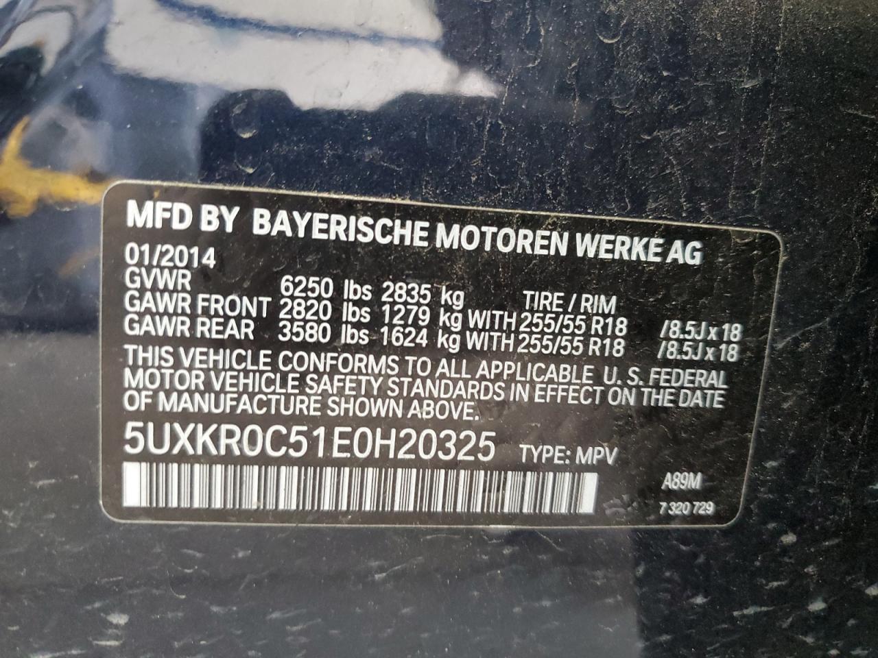 2014 BMW X5 xDrive35I VIN: 5UXKR0C51E0H20325 Lot: 64771454