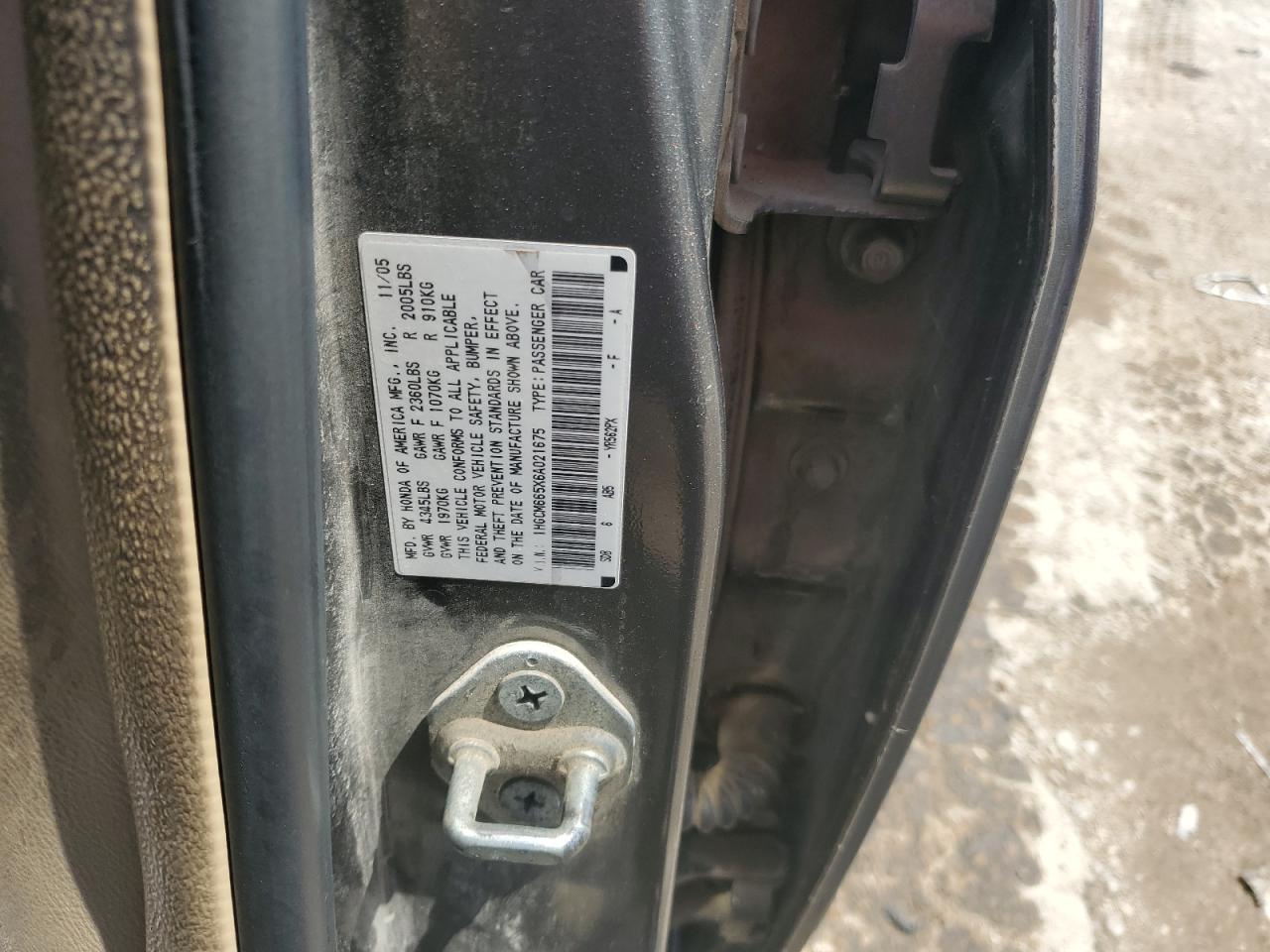 2006 Honda Accord Ex VIN: 1HGCM665X6A021675 Lot: 68580384