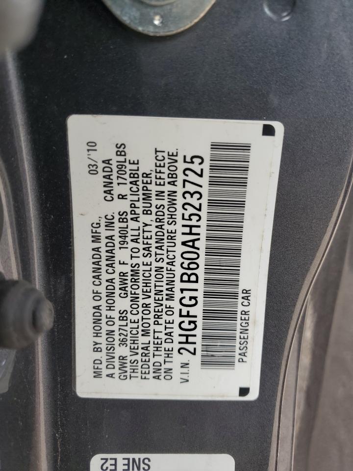 2HGFG1B60AH523725 2010 Honda Civic Lx