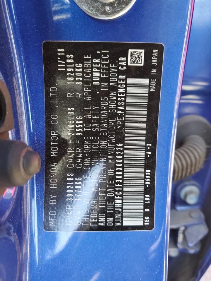 2019 Honda Civic Ex VIN: JHMFC1F30KX006236 Lot: 67837554