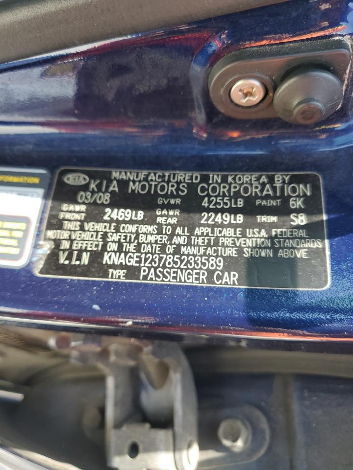 2008 Kia Optima Lx VIN: KNAGE123785233589 Lot: 65768184