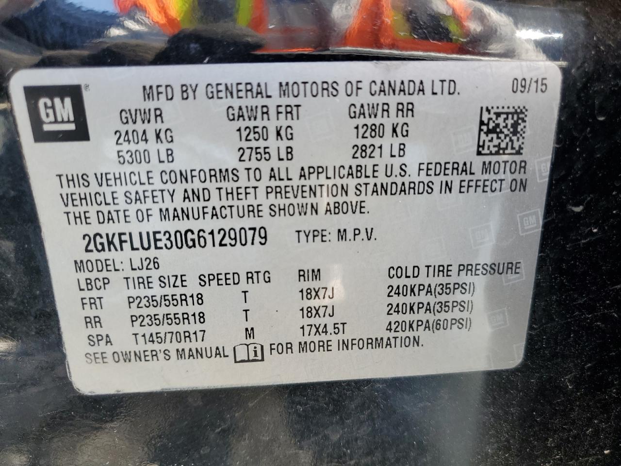 2GKFLUE30G6129079 2016 GMC Terrain Slt