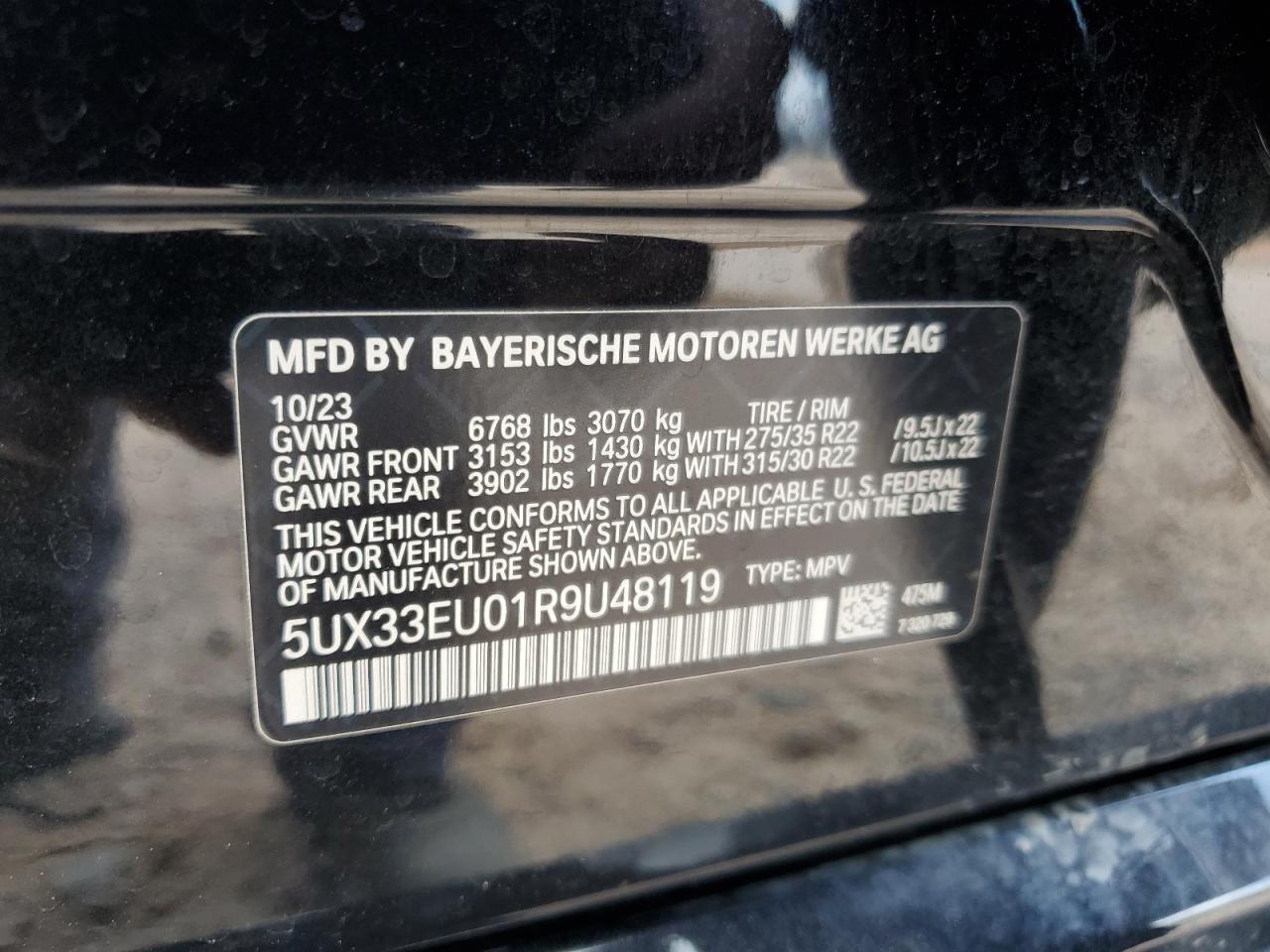 5UX33EU01R9U48119 2024 BMW X5 M60I