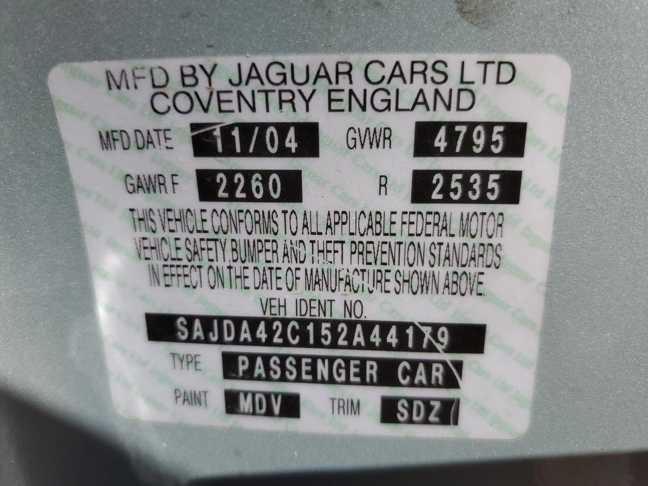 2005 Jaguar Xk8 VIN: SAJDA42C152A44179 Lot: 63341804