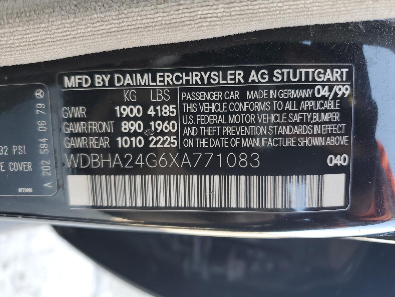 WDBHA24G6XA771083 1999 Mercedes-Benz C 230