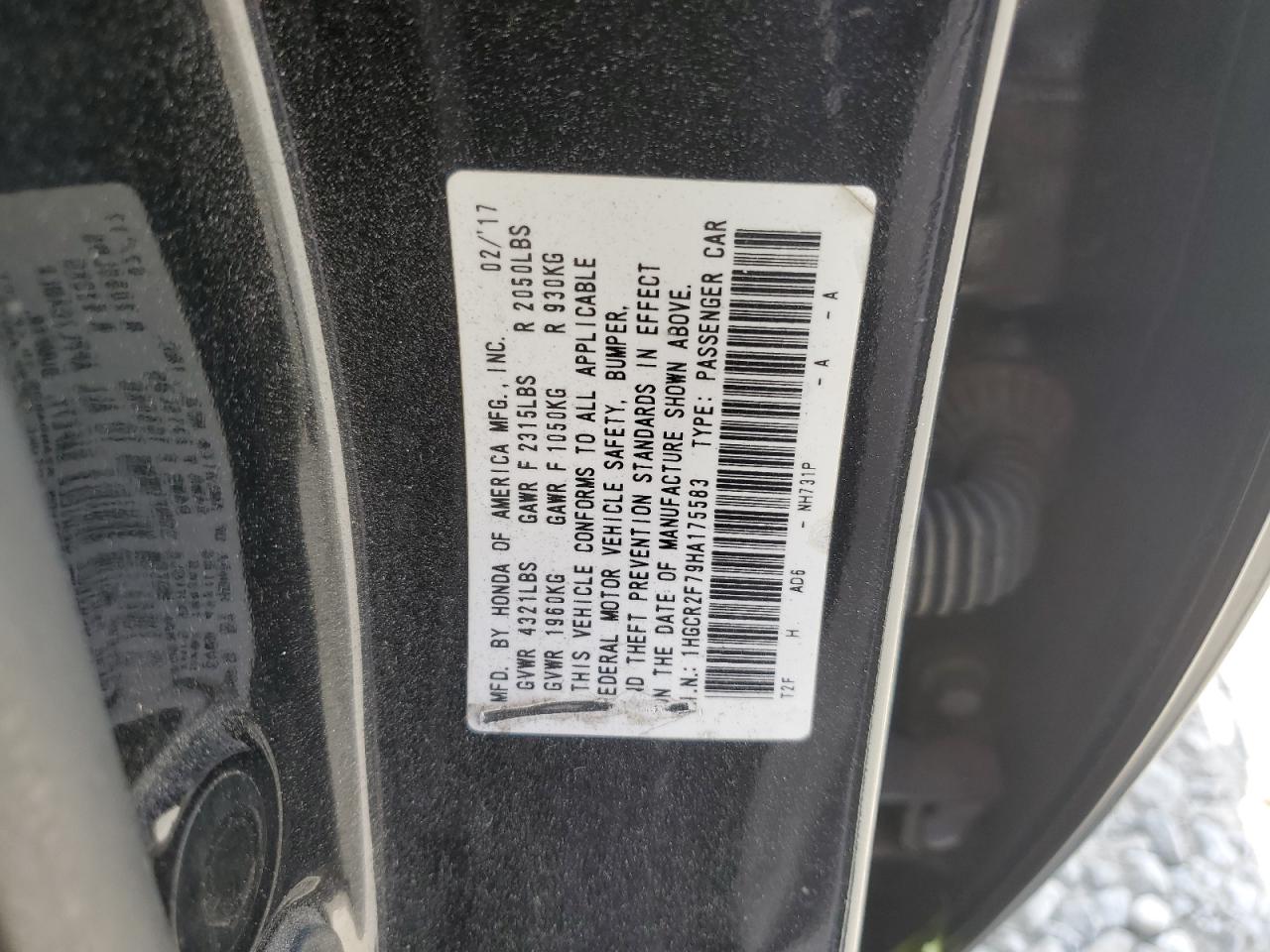 1HGCR2F79HA175583 2017 Honda Accord Ex