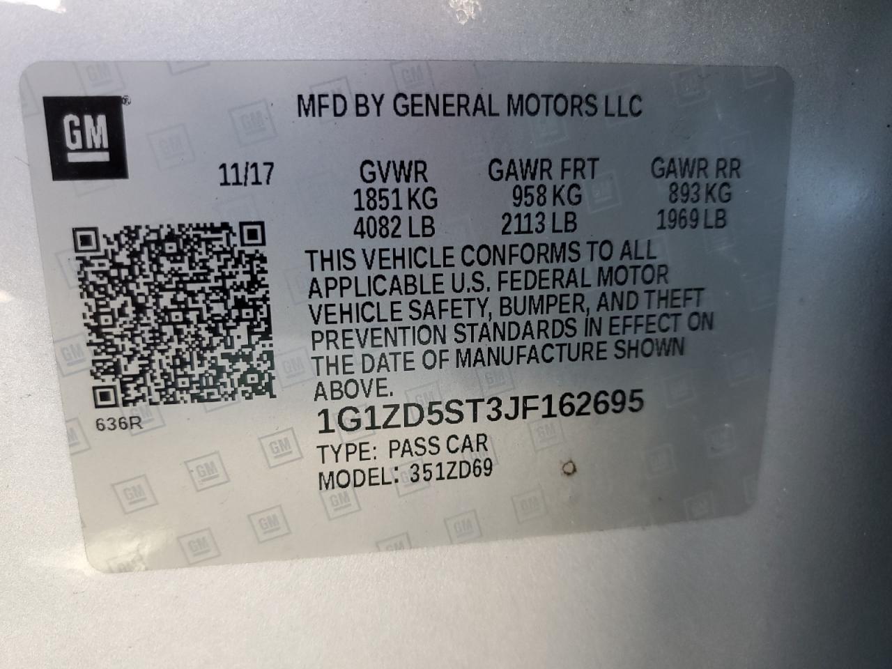 1G1ZD5ST3JF162695 2018 CHEVROLET MALIBU - Image 12