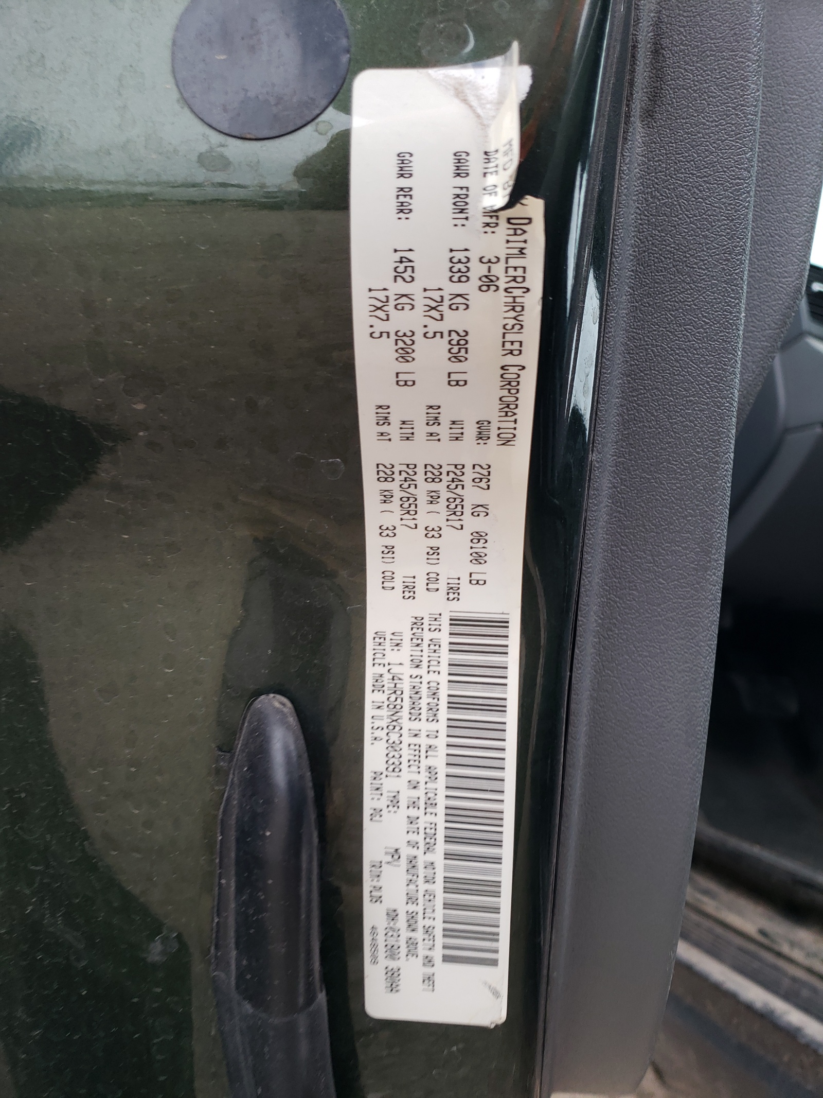 1J4HR58NX6C303391 2006 Jeep Grand Cherokee Limited