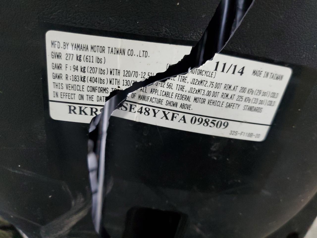 RKRSE48YXFA098509 2015 Yamaha Yw125