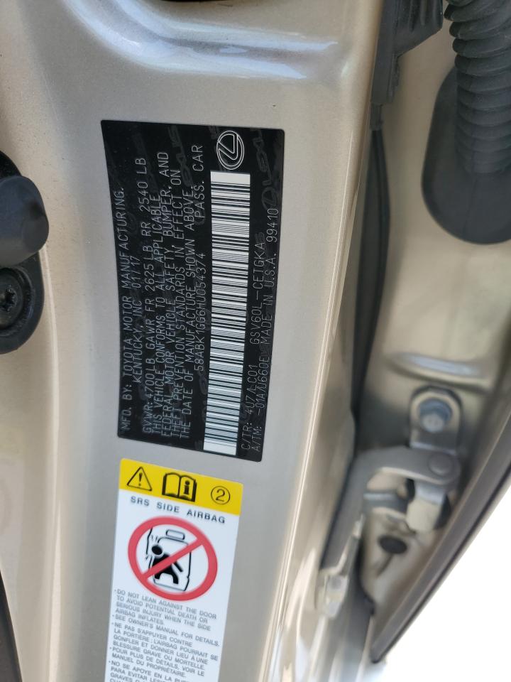 2017 Lexus Es 350 VIN: 58ABK1GG6HU054374 Lot: 65937094