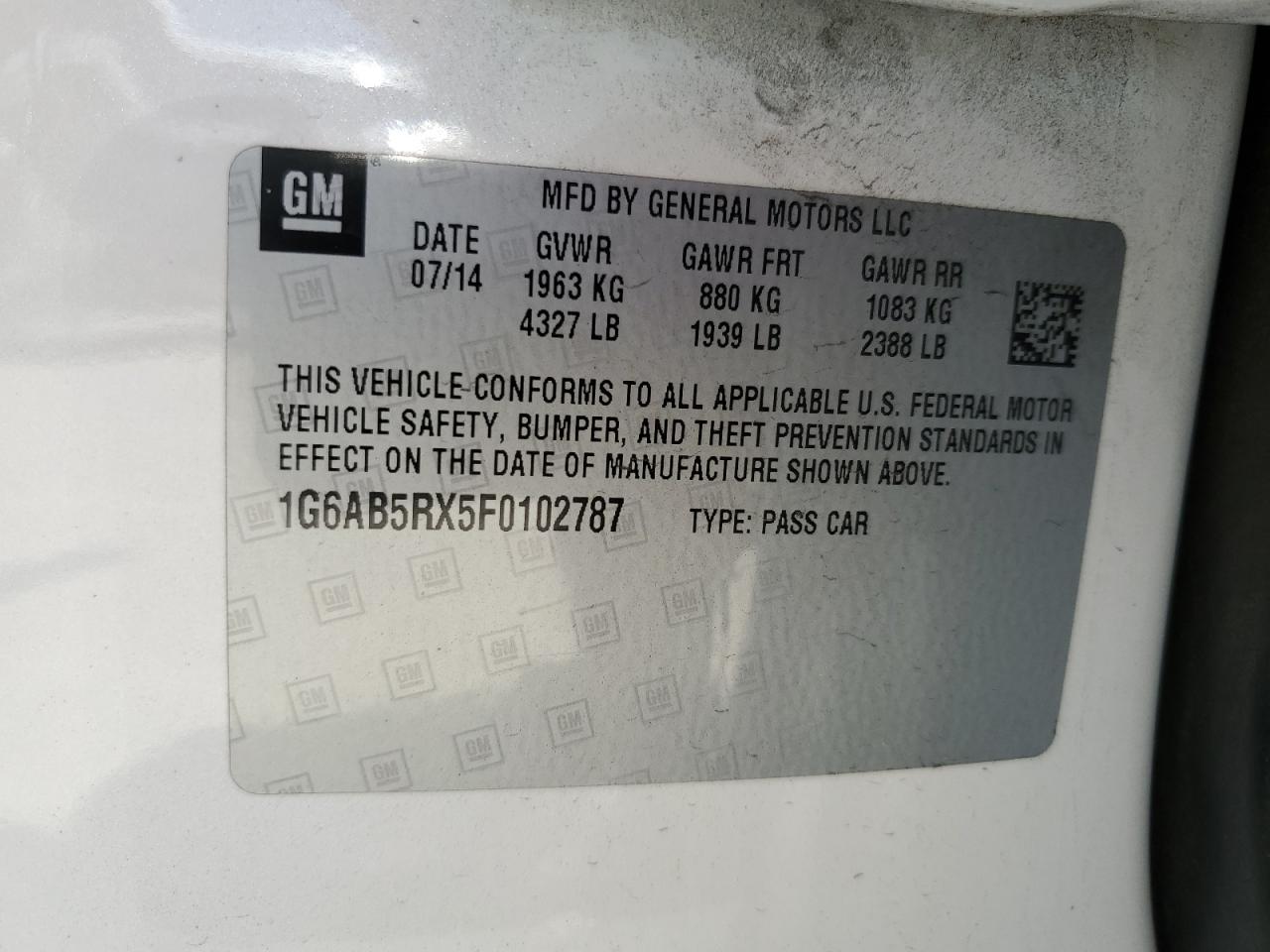 2015 Cadillac Ats Luxury VIN: 1G6AB5RX5F0102787 Lot: 66247624