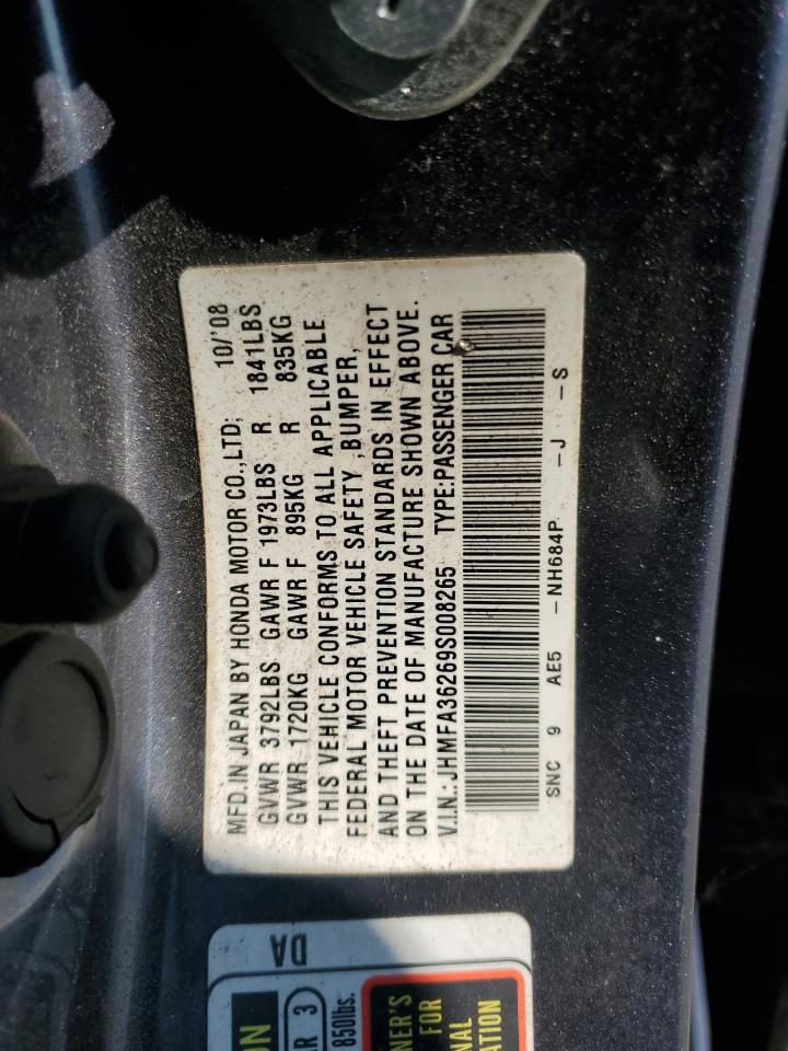 JHMFA36269S008265 2009 Honda Civic Hybrid