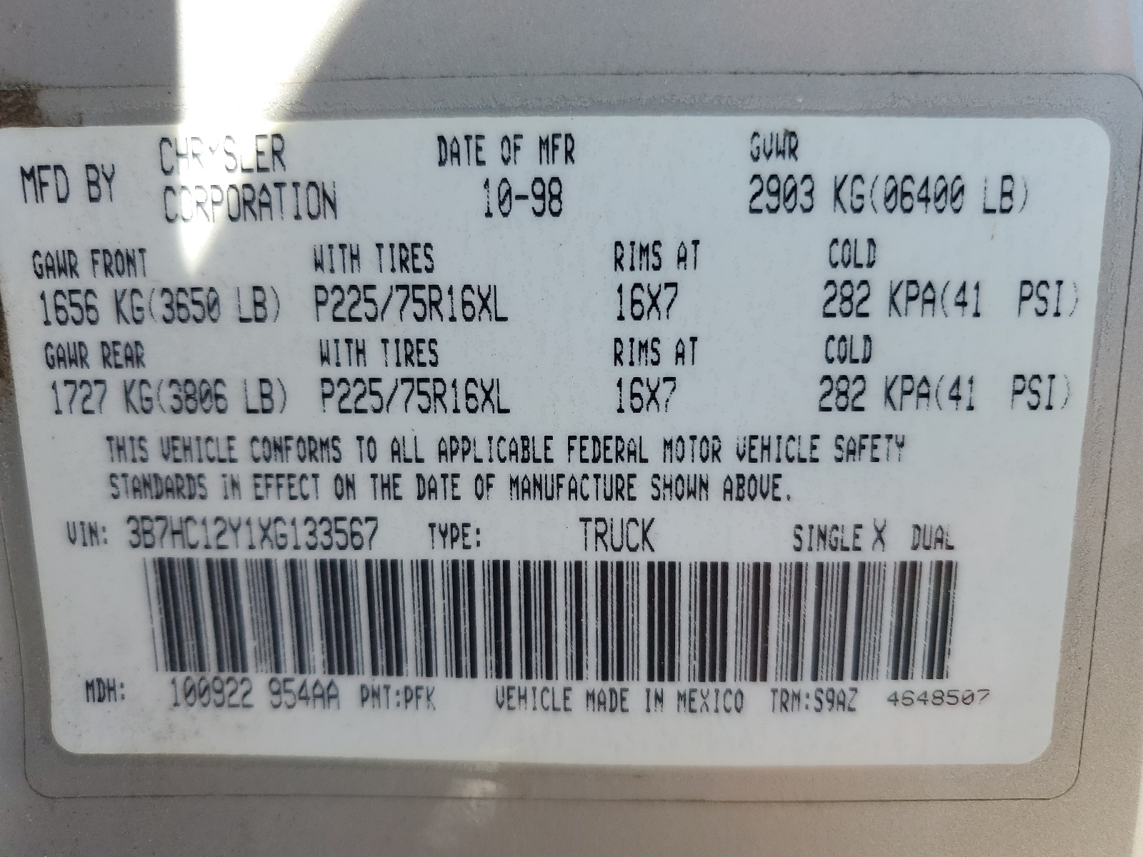 3B7HC12Y1XG133567 1999 Dodge Ram 1500