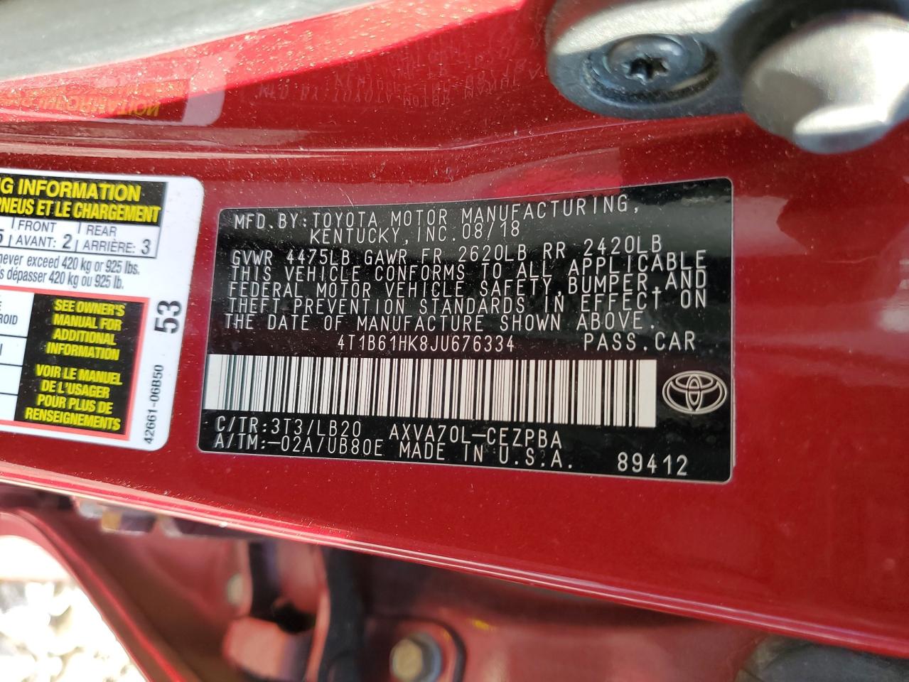 4T1B61HK8JU676334 2018 TOYOTA CAMRY - Image 13