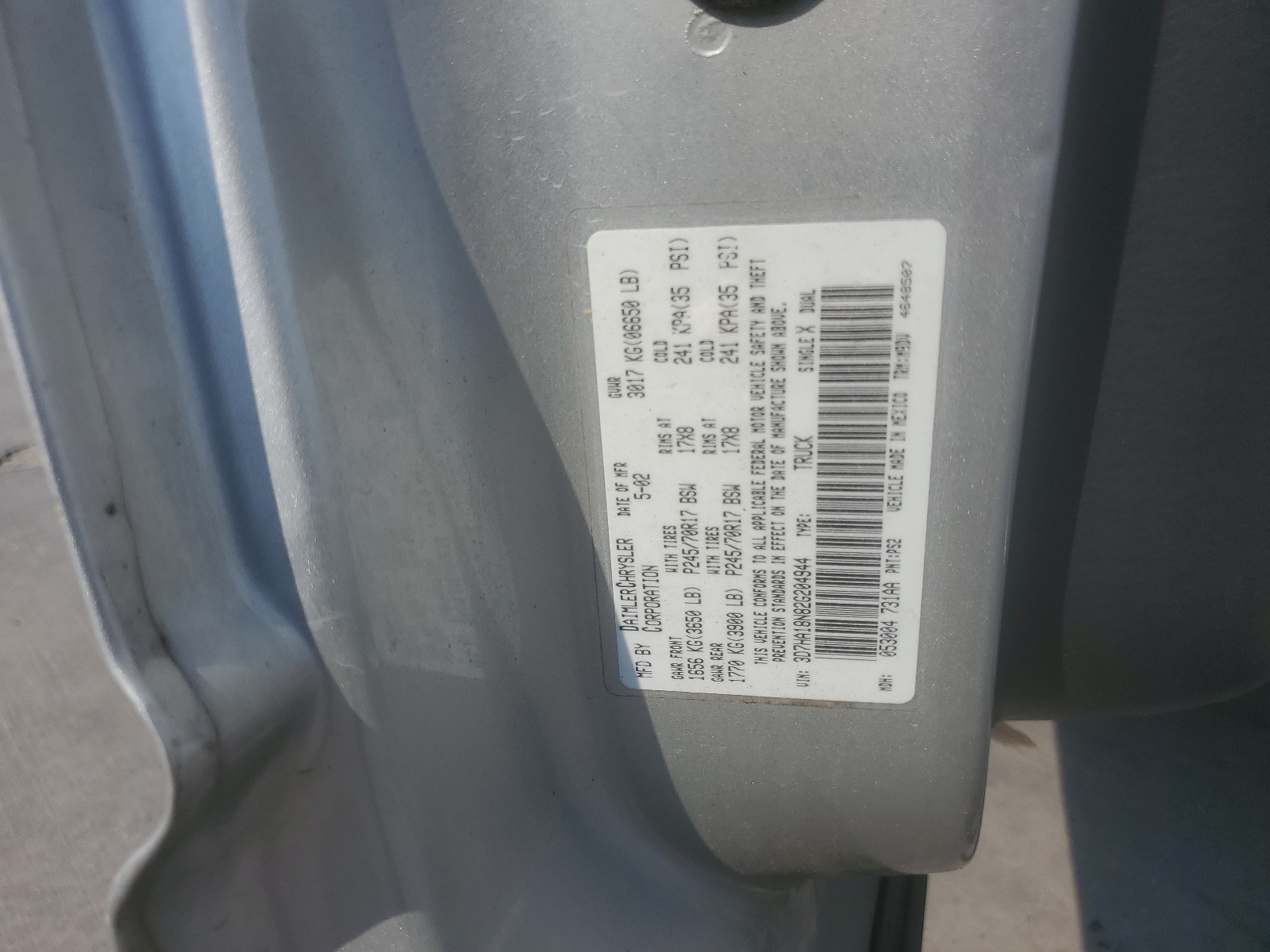 3D7HA18N82G204944 2002 Dodge Ram 1500