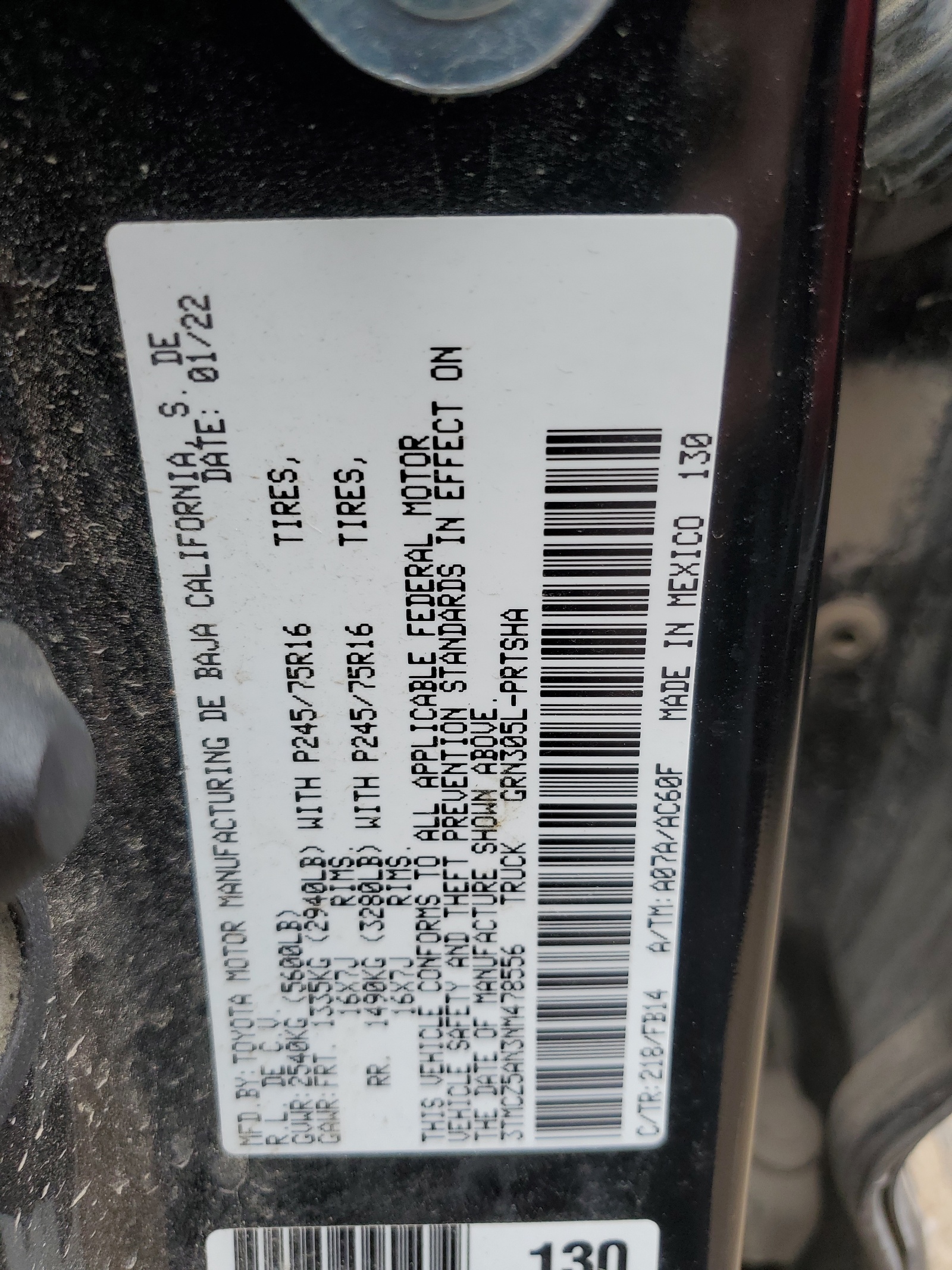 3TMCZ5AN3NM478556 2022 Toyota Tacoma Double Cab