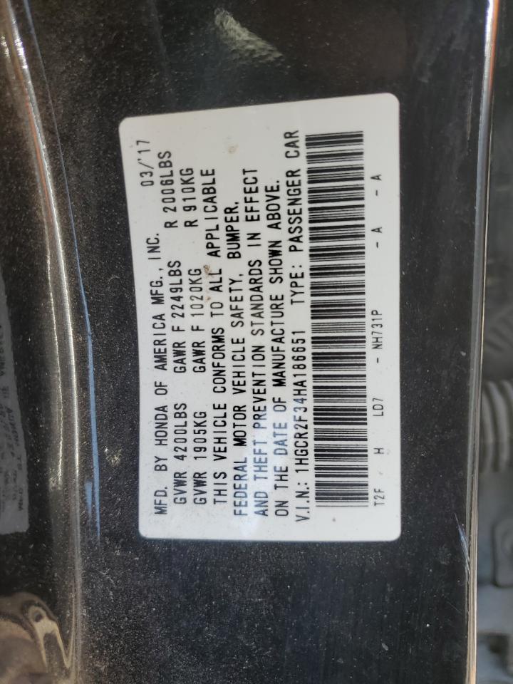 1HGCR2F34HA186651 2017 Honda Accord Lx