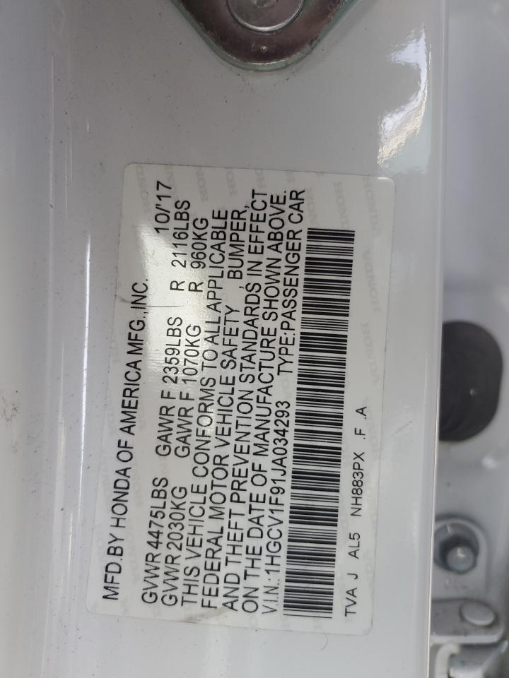 1HGCV1F91JA034293 2018 Honda Accord Touring