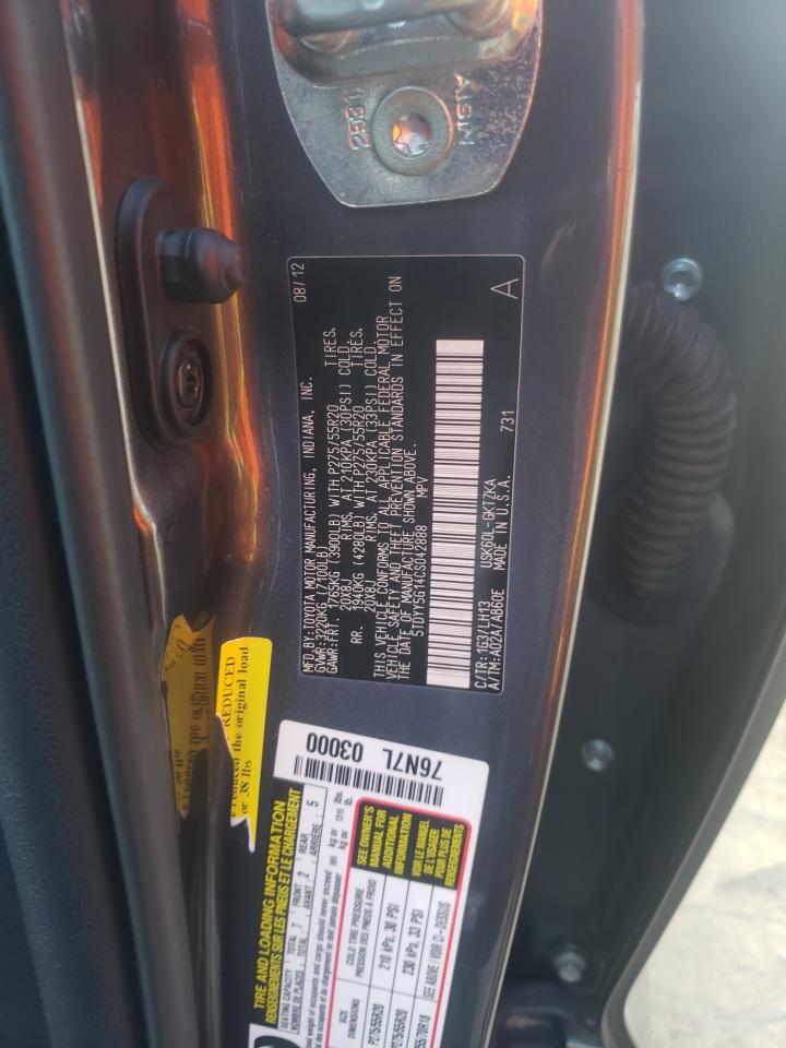 5TDYY5G14CS042888 2012 Toyota Sequoia Platinum