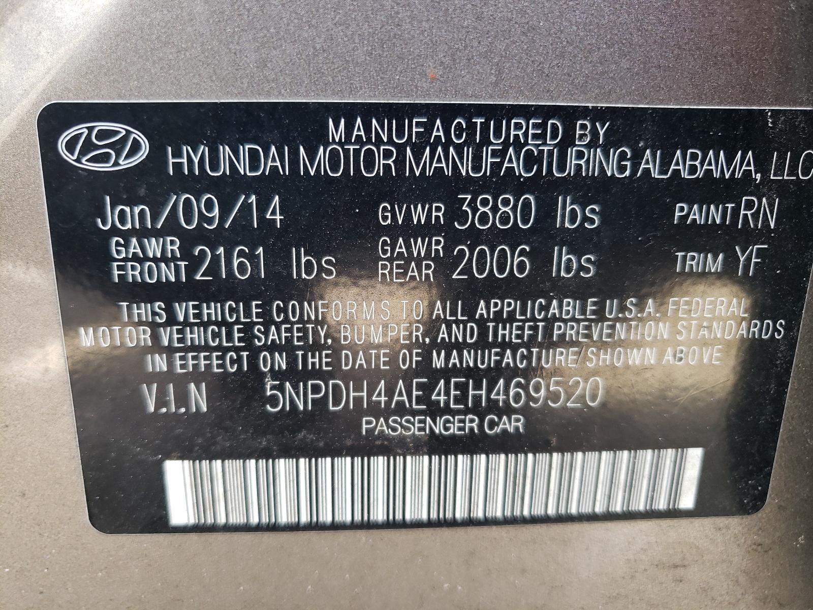5NPDH4AE4EH469520 2014 Hyundai Elantra Se
