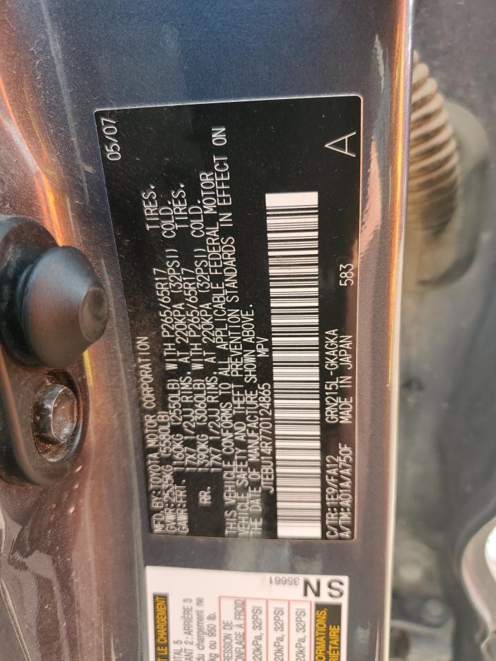 JTEBU14R770124865 2007 Toyota 4Runner Sr5