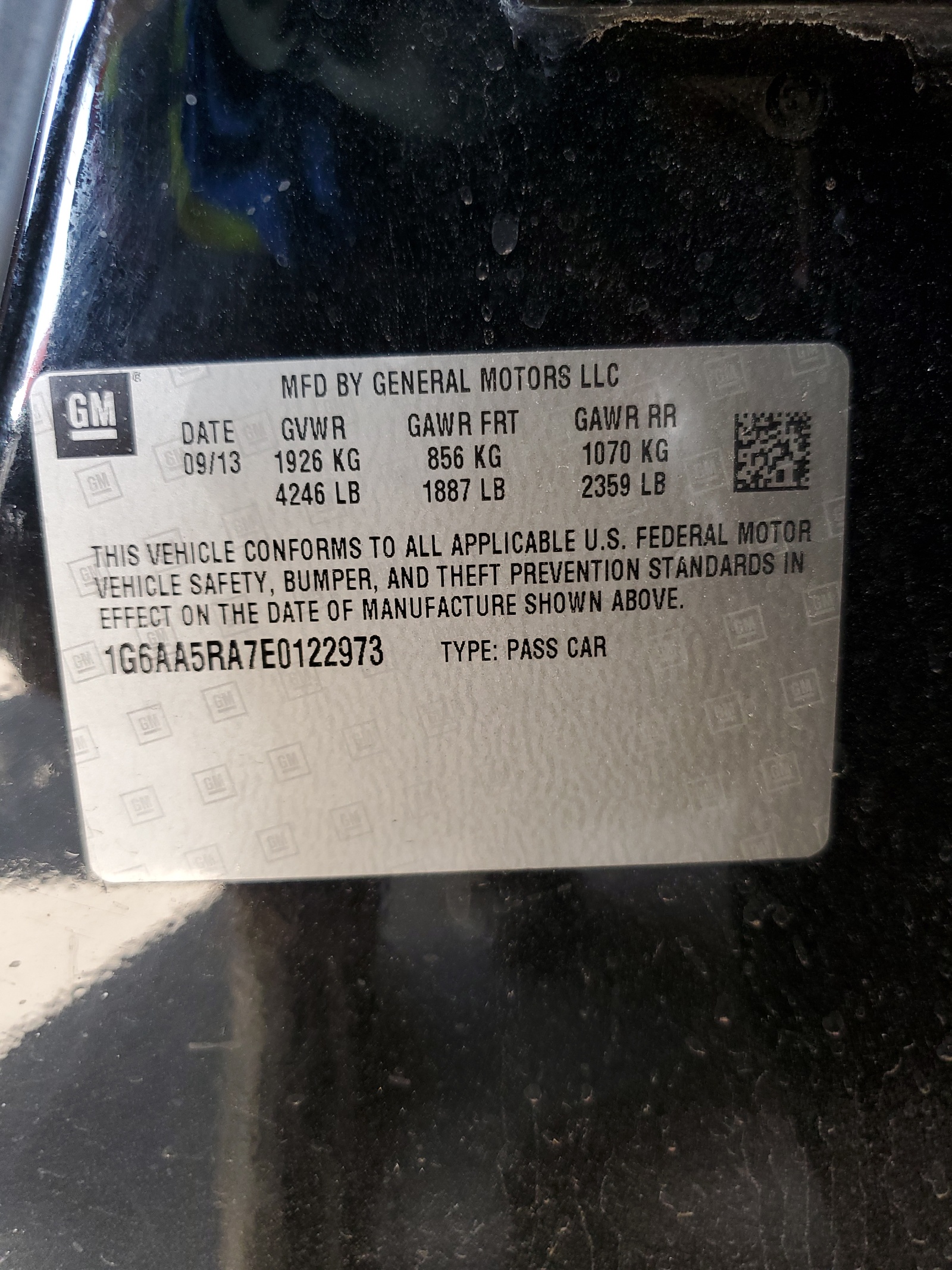 1G6AA5RA7E0122973 2014 Cadillac Ats