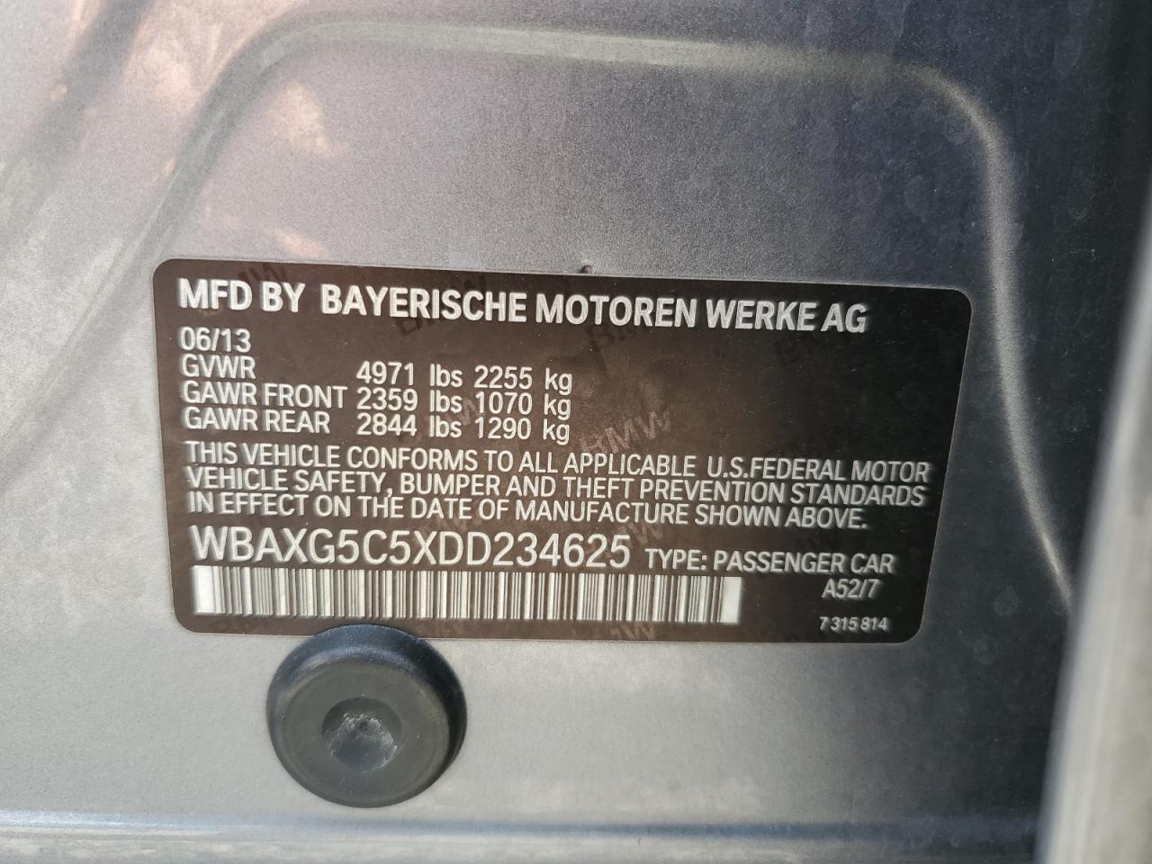 WBAXG5C5XDD234625 2013 BMW 528 I