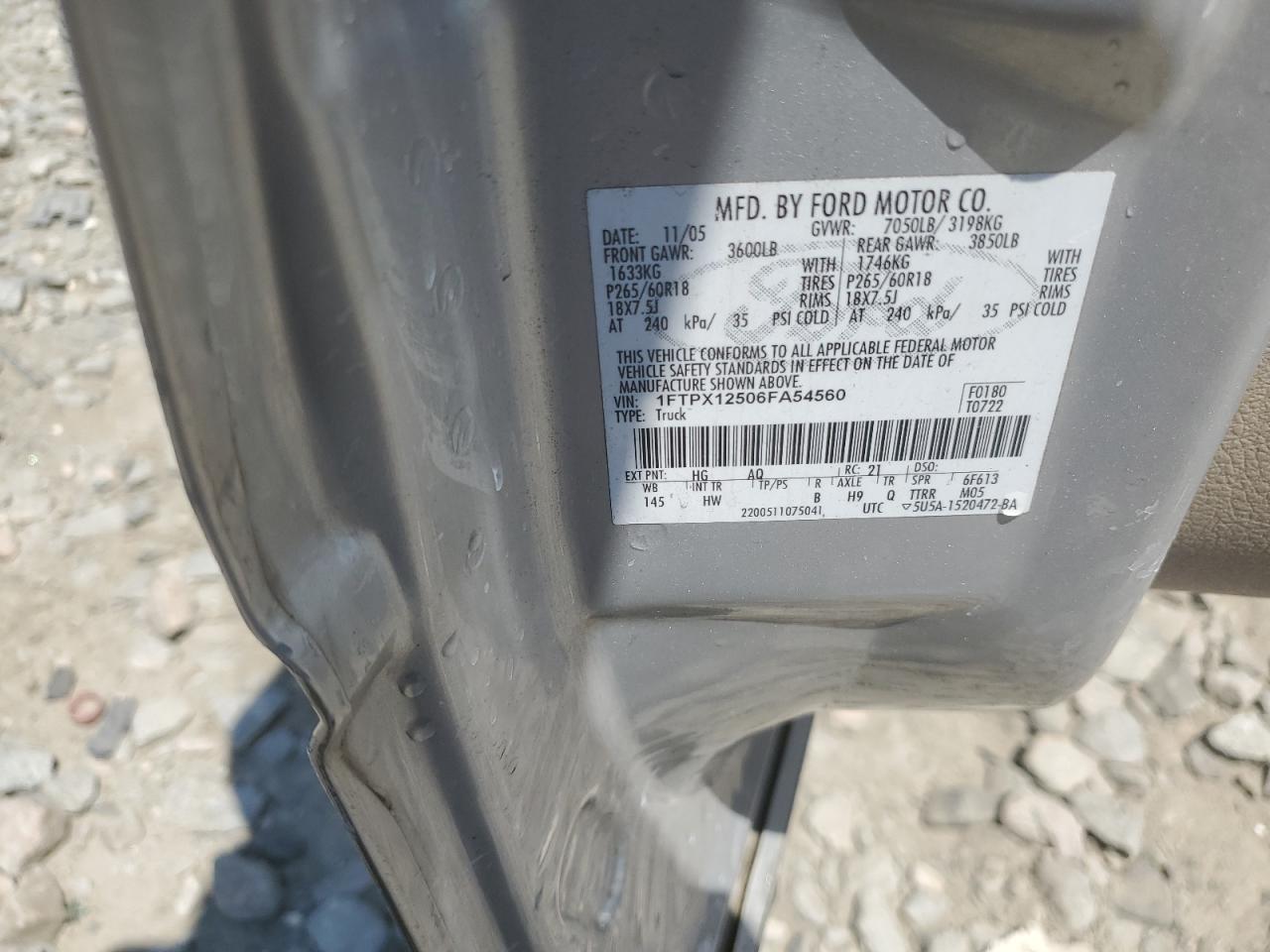 1FTPX12506FA54560 2006 Ford F150