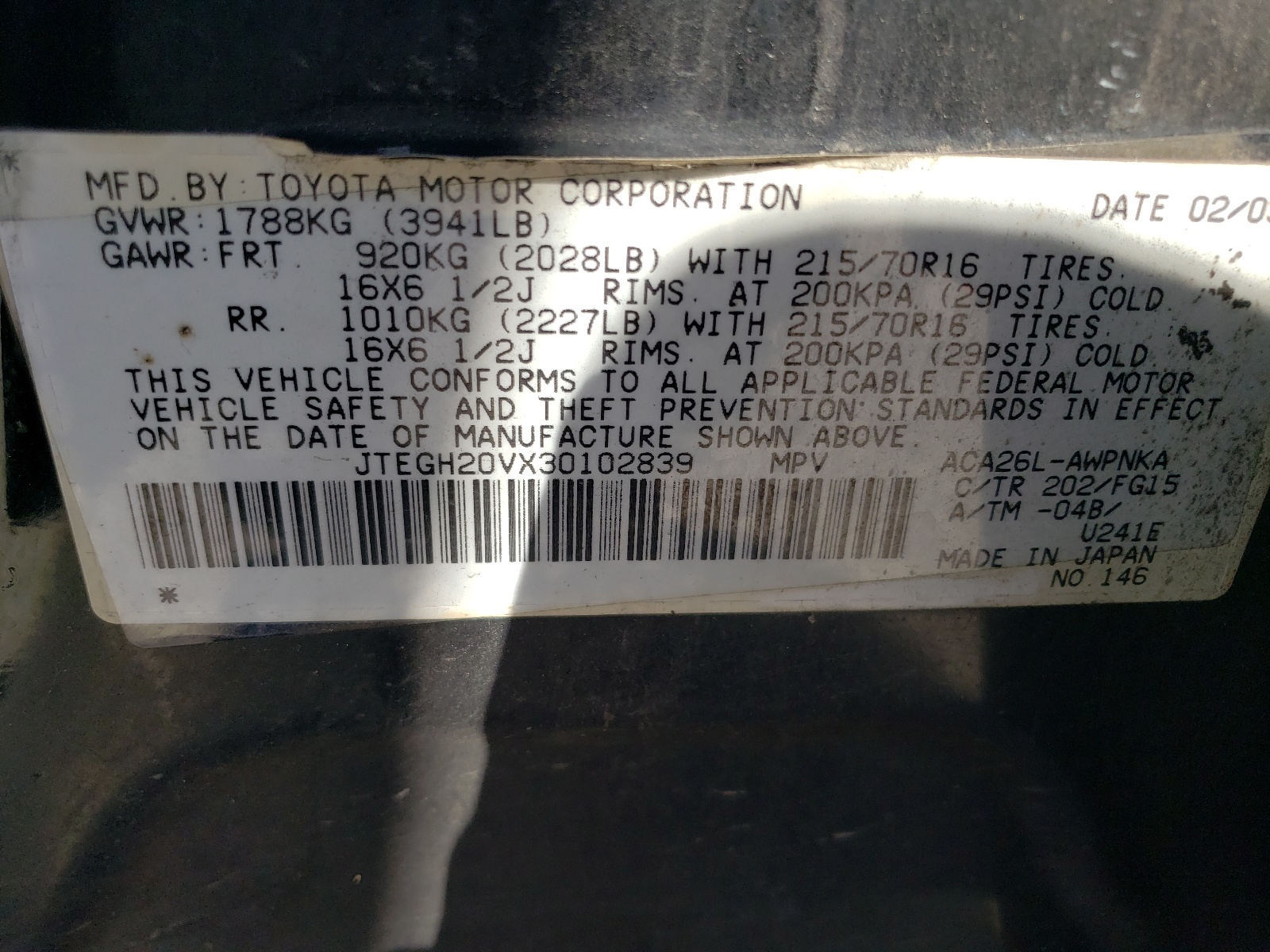 JTEGH20VX30102839 2003 Toyota Rav4