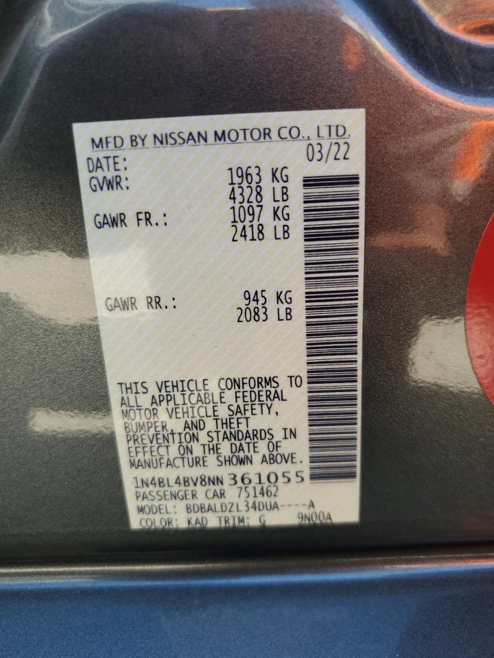 1N4BL4BV8NN361055 2022 Nissan Altima S