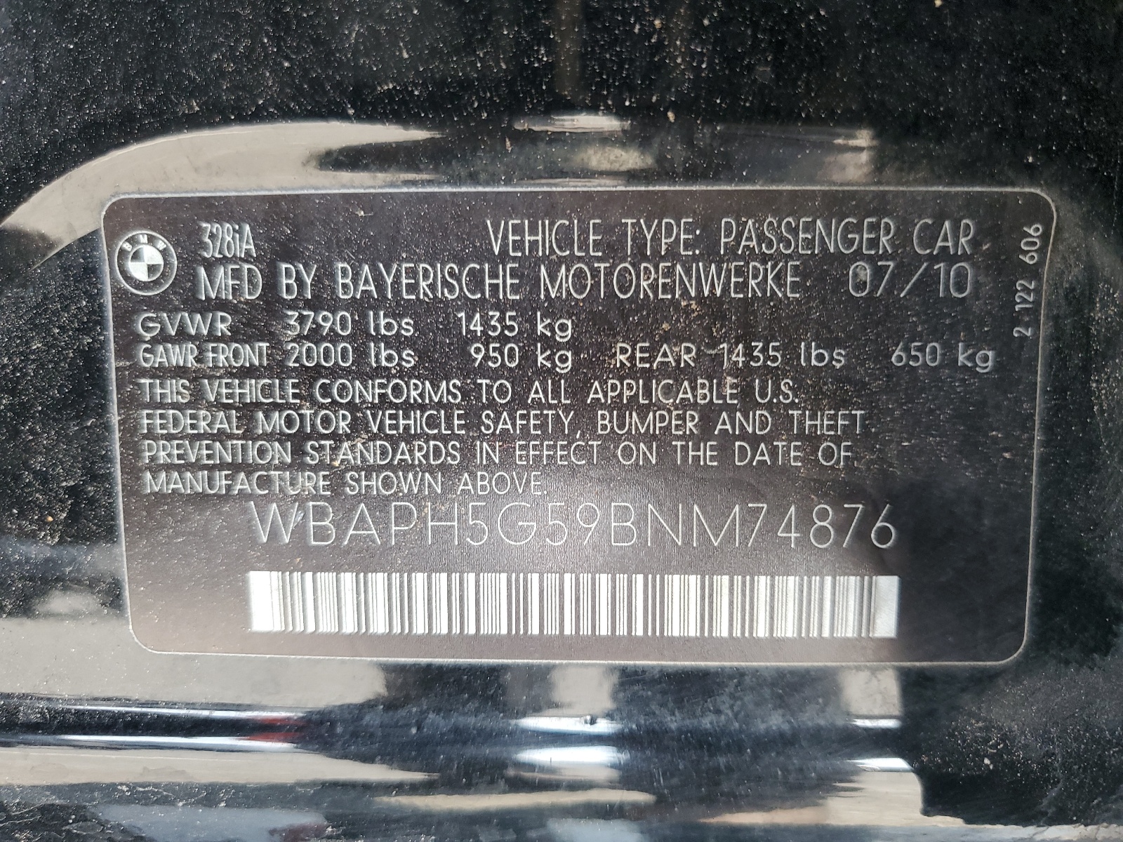 WBAPH5G59BNM74876 2011 BMW 328 I Sulev