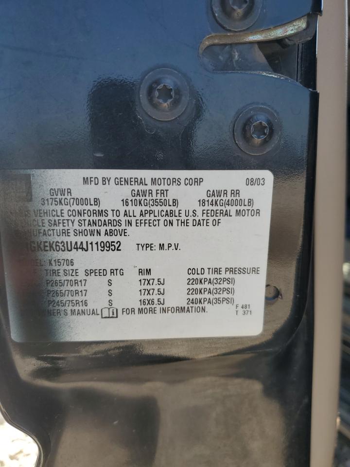 1GKEK63U44J119952 2004 GMC Yukon Denali