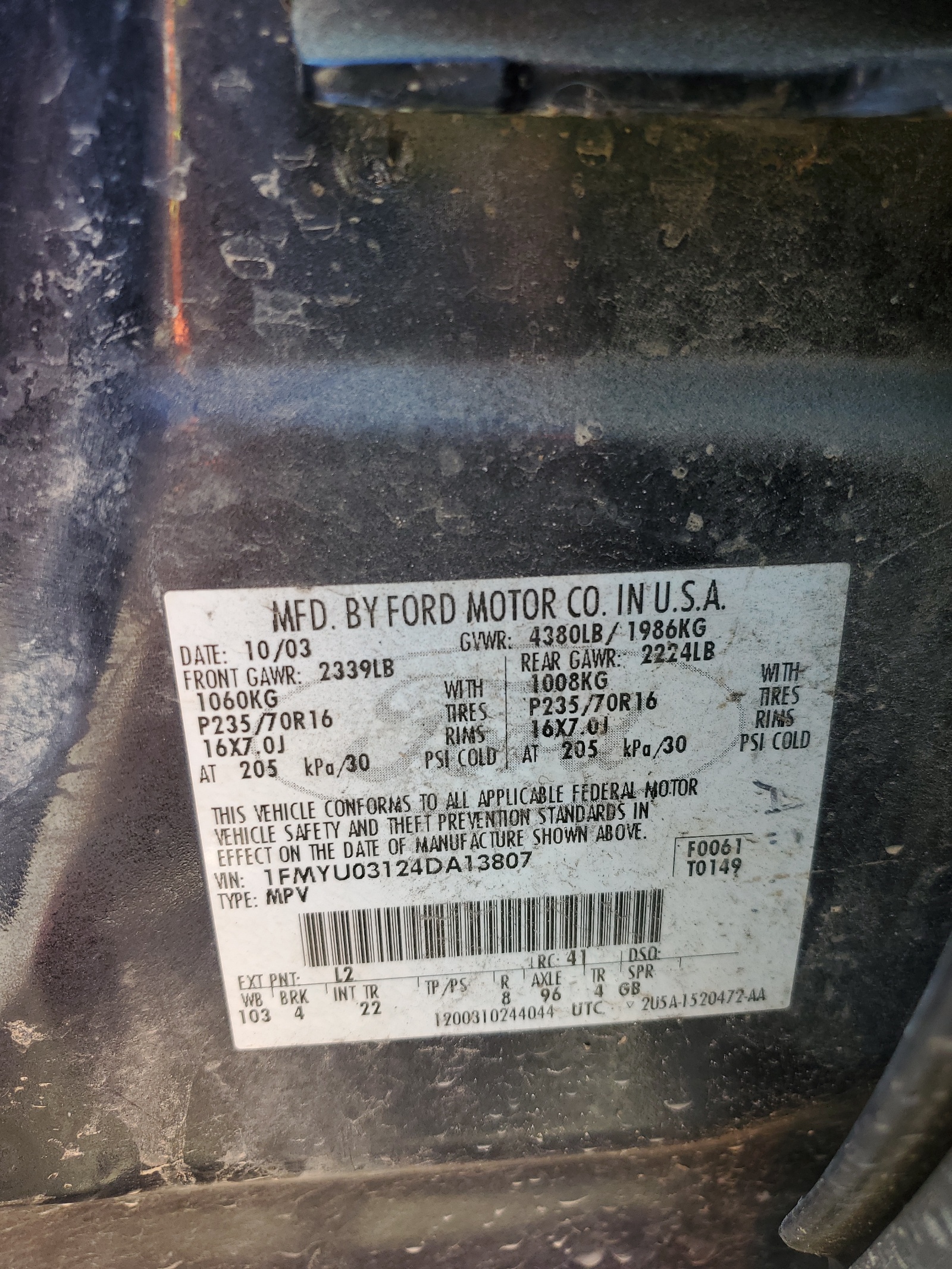 1FMYU03124DA13807 2004 Ford Escape Xlt