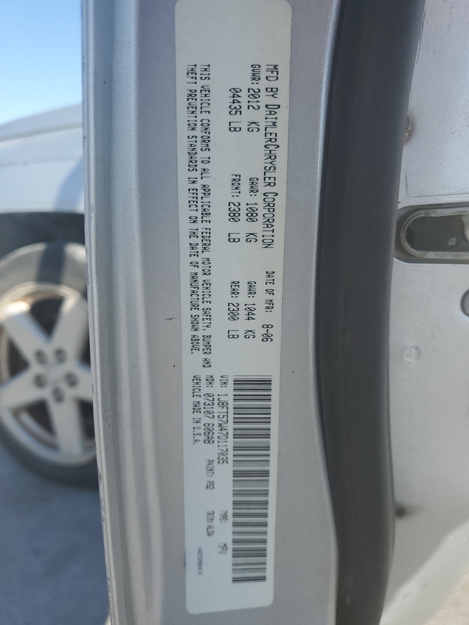 1J8FT57W47D117035 2007 Jeep Compass Limited