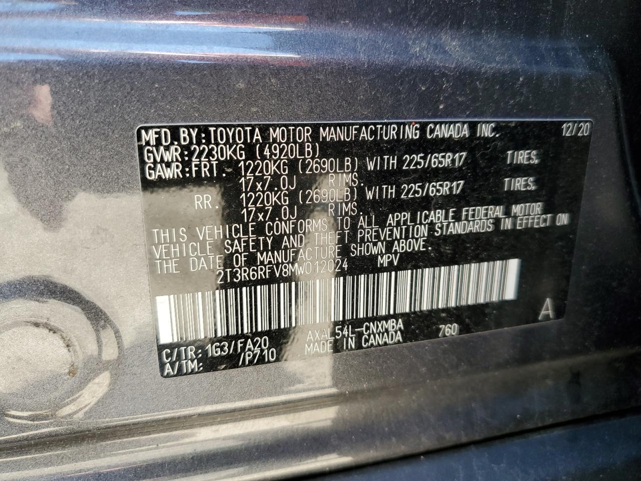 2T3R6RFV8MW012024 2021 Toyota Rav4 Xle