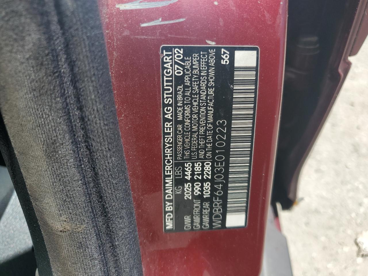 2003 Mercedes-Benz C 320 VIN: WDBRF64J03E010223 Lot: 66354714