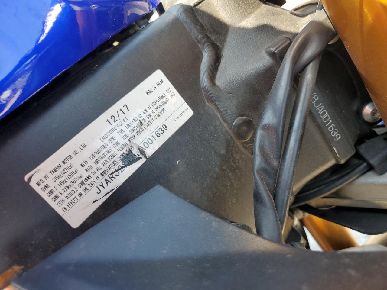 JYARJ28Y8JA001639 2018 Yamaha Yzfr6 C