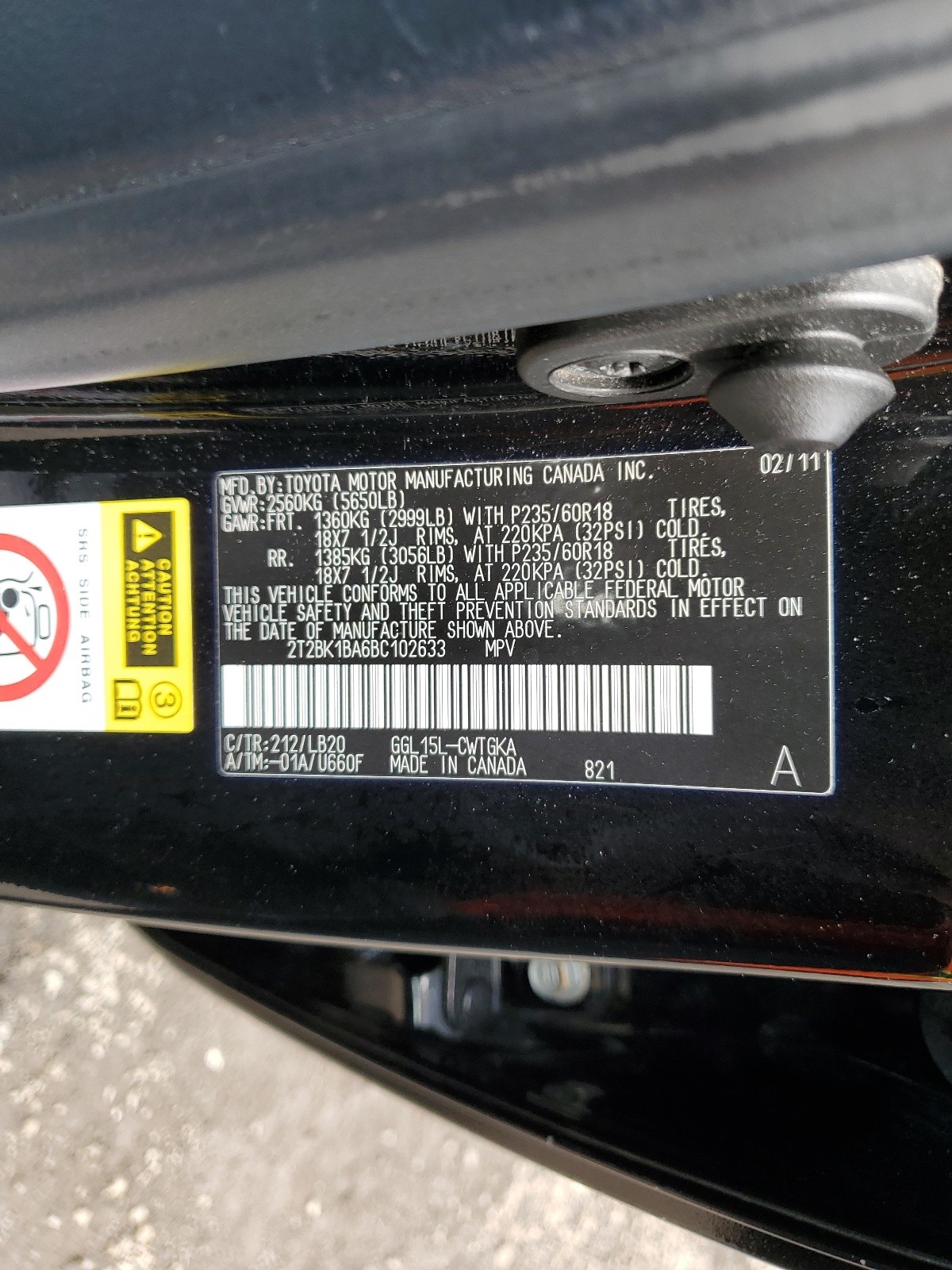 2T2BK1BA6BC102633 2011 Lexus Rx 350