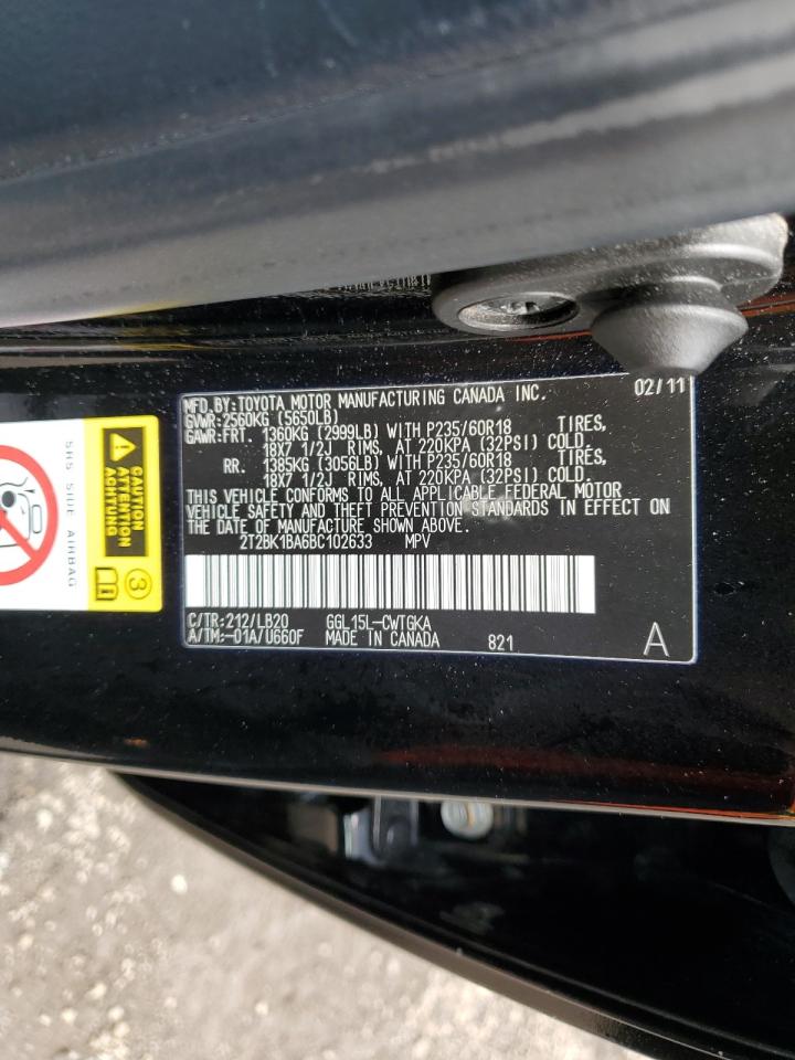 2011 Lexus Rx 350 VIN: 2T2BK1BA6BC102633 Lot: 66922304